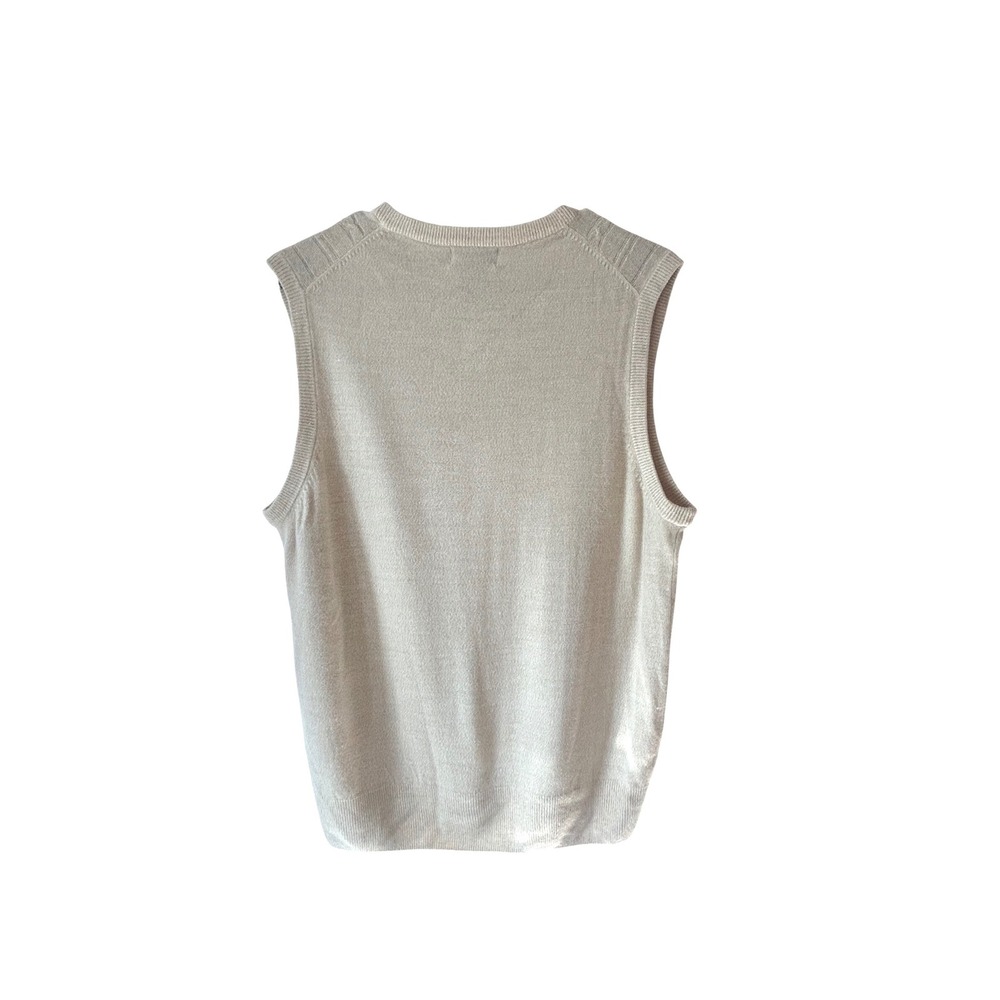 DOCKERS Mens V Neck Cable Knit Sweater Vest M‎ Beige Acrylic Sleeveless - Picture 4 of 5